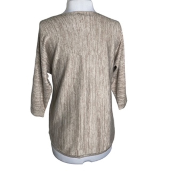 NWT Chico's Crew Neck Taupe Vertical Heather 3/4 Sleeve Pullover Sweater Size 1 - Picture 5 of 8
